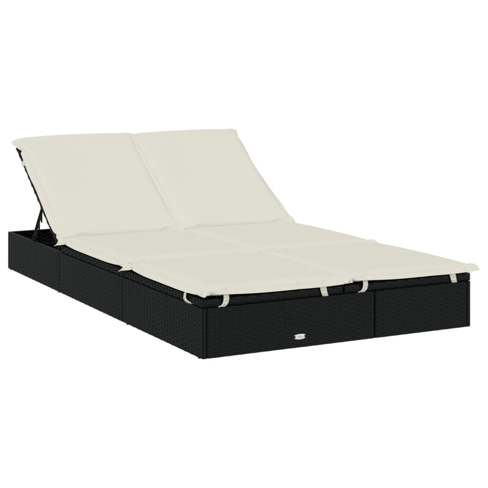 Homgoday Lit double toit pliable noir 213 x 118 x 97 cm en polyrotin, chaises longues, canapé-lit, chaises de jardin, lit de piscine, lit de jardin
