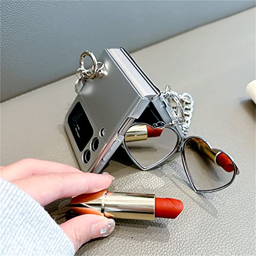 Coque Samsung Galaxy Z Flip 3 antichoc avec miroir cœur et chaîne de transport