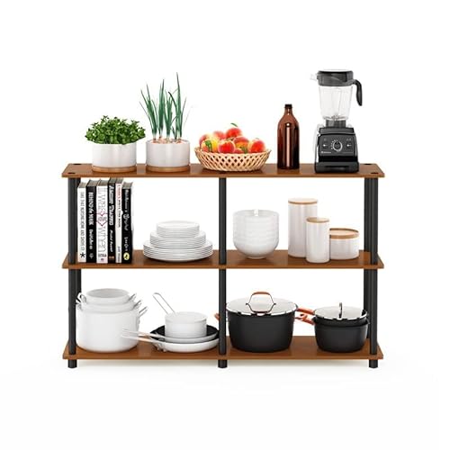 Furinno 99634Lc/Bk Turn-N-Tube 3-Tier Double Size Storage Display Rack, Light Cherry/Black #TOP5