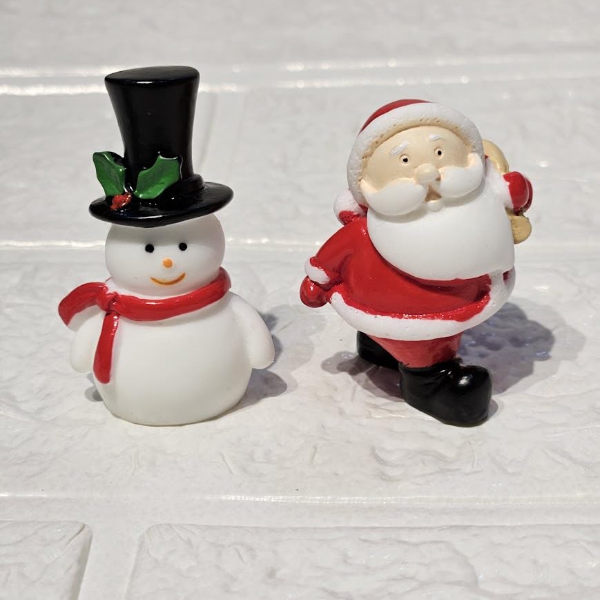 Image of Miniature Christmas Figurines Set of 8 - Cute Xmas Miniatures for Mini Garden Decor, Dollhouse Accessories, Snow Village Craft, Christmas DIY & Gifting