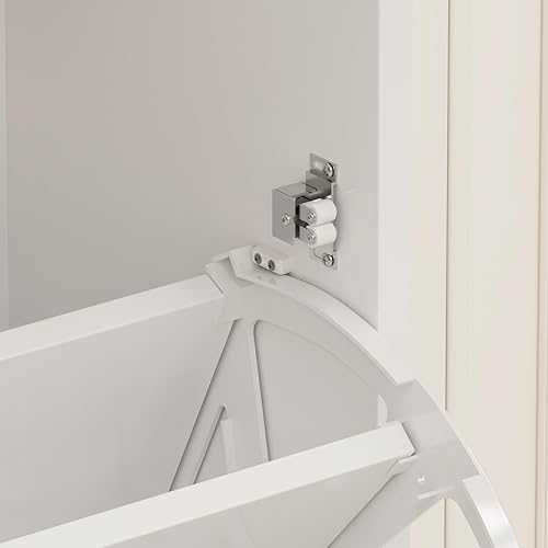 Miniatura 7 de Maupvit Zapatero con espejo con 4 cajones abatibles, organizador de zapatos de madera con 4 niveles para espacios pequeños, zapatero de espejo de