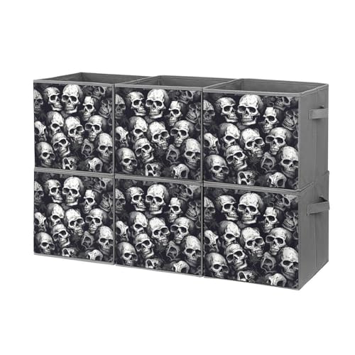 Boîtes de rangement pliables cubes empilables imprimé crânes rock - 2