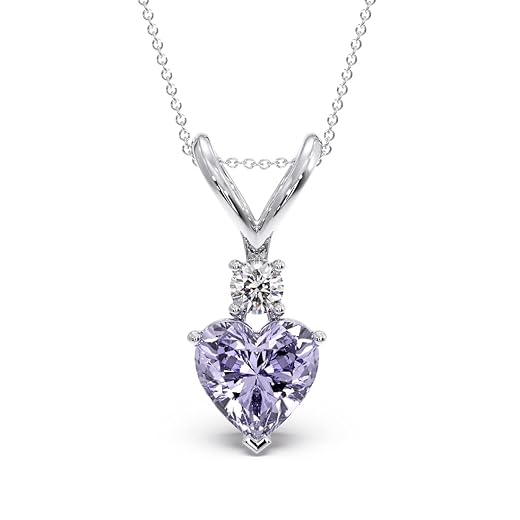 CANDERE by Kalyan Jewellers 14K White Gold Blue Heart Diamond Pendant Necklace for Women