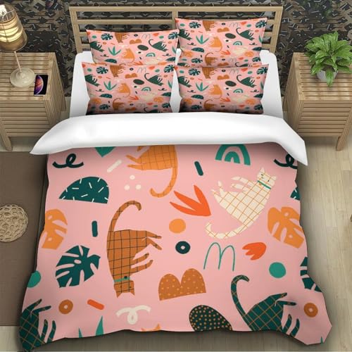 Housse de couette chat 3D 200x200 cm avec parure de lit microfibre - 5