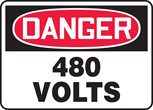 Signalisation DANGER 480 Volts robuste en plastique haute densité Dura-Plastic