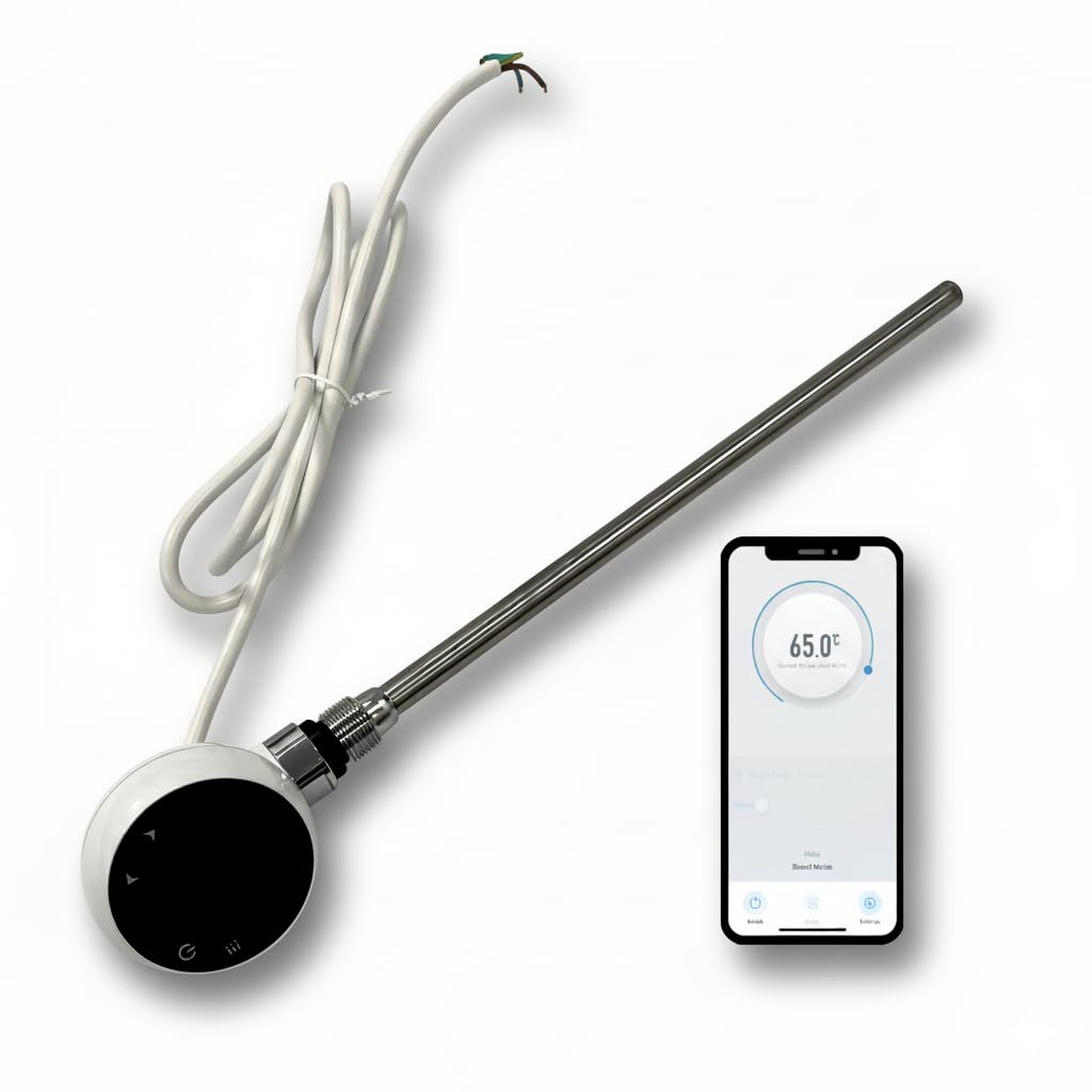 Greened House White Wifi Electric Smart Heating Element For Towel Rails And Radiators With Led Touchscreen Thermostat/Timer Energy Efficient (600W, )