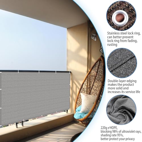 Brise-vue pour balcon résistant au vent résolvant les problèmes de vis-à-vis avec oeillets