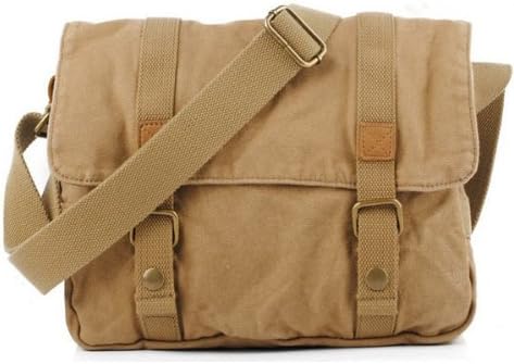 Maykas New Men Canvas + Leather Shoulder Bag Messenger Bag School Bag purse