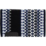 Schneiders Lacey Oversized Western Show Saddle Blanket for Horses | Size 34x40 | Color Royal/Grey | 100% New Zealand Wool | Non-Slip Structure | Ideal Size for Work Pads | Leather Wear Patches