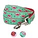 Blueberry Pet Essentials 2 Patterns Durable Pink Flamingo on Light Emerald Dog Leash 5 ft x 5/8