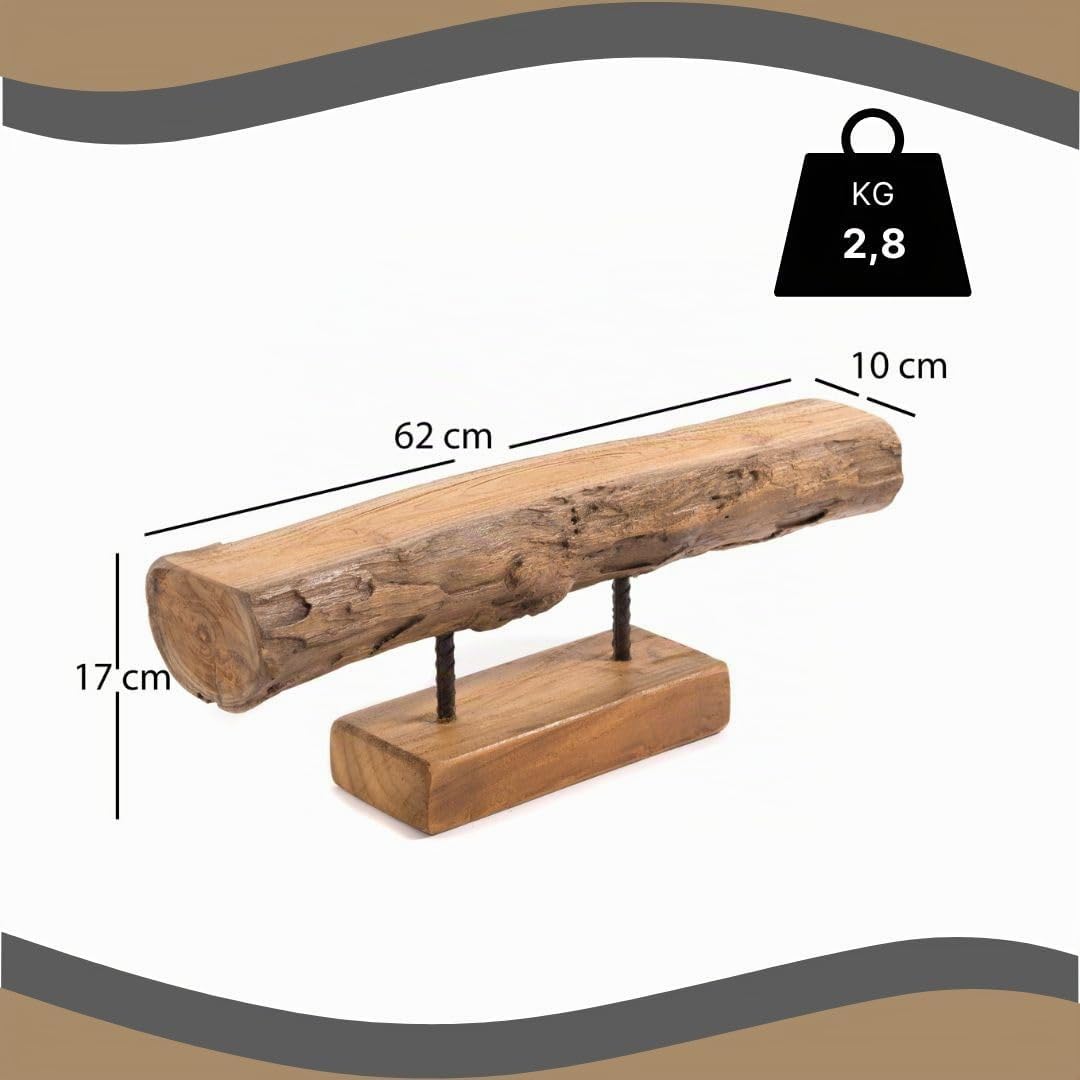 DESIGN DELIGHTS KERZENSTÄNDER Lumio | Mahagoni, 62x17x10 cm (LxHxT) | Rustikaler Kerzenhalter, Kerzenboard, Holzskulptur, Holzstamm, Dekoboard