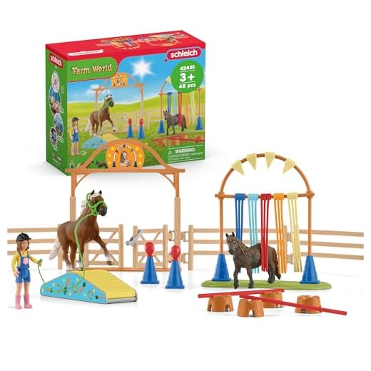 schleich Farm World | Pony Agility Starter-Set 42481 | Spielset mit 2 Ponys, Mädchen, Parcours & Zubehör | kombinierbar & kindgerecht gestaltet | Bauernhof Spielzeug für Kinder ab 3 Jahren | 41 Teile