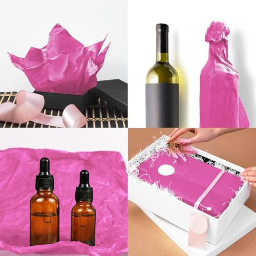 Image of 120 Sheets 20 inchX14 inch Hot Pink Tissue Paper for Gift Bags Wrapping, Art Tissue Paper Bulk for Weddings Birthday Party Crafts Decoration