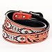 BAR H EQUINE Hand Tooled Genuine Leather Crafted Unisex Brown Western Belt Beaded Carving Large | Bead Belts for Women Men