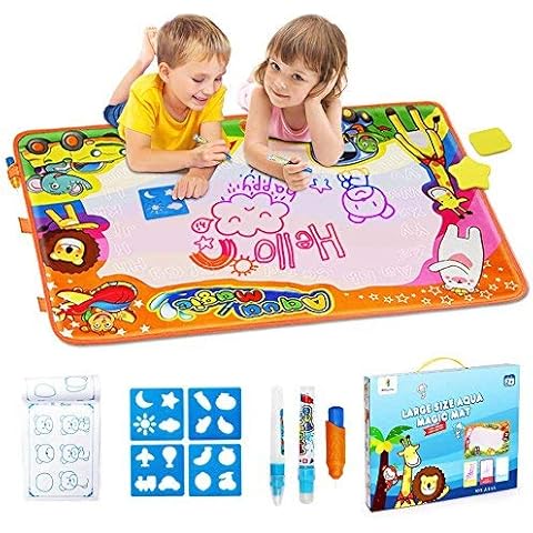 Betheaces Kids Toys Large Water Drawing Mat Toddlers Painting Board Writing Mats in 6 Colors with 2 Magic Pens and 1 Brush for Boys Girls Cover