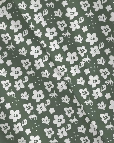 Image of Duvet Cover Queen Size - Floral Duvet Cover Set - 3 Piece - Green Meadow | Soft Floral Duvet Cover 90 x 90 with 2 Pillow Shams, Comfy Floral Bedding Set, Hotel Luxury with Zipper Closures & Ties