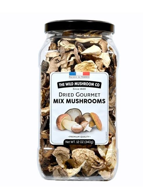(Pack of 1) The Wild Mushroom Co. Dried Gourmet Mix Mushrooms, Premium, Quality, Packed in France, Net Weight 12 oz (340g)