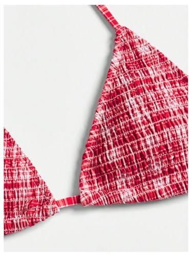 MakeMeChic Women's 2 Piece Bikini Sets Gingham Print Plaid Halter Triangle Tie Side Swimsuit Bathing Suit3