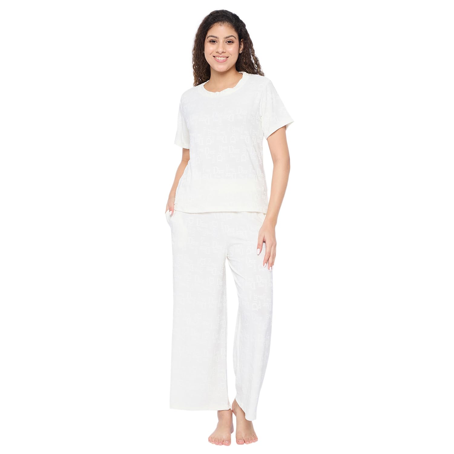 camey Night Suit Set for Women|Lounge Wear|Solid Top and Pyjama Set for Women Nightwear|Loungewear| Viscose Solid T-Shirt -Pyjama with 2 Side Pockets-picture-34