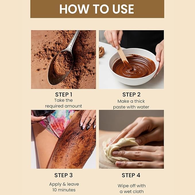 Women Chocolate Hair Removal Powder, 10 Minute Full Body Waxing Powder, Painless And Natural Solution For Unwanted Hair And Parlour Like Result At Home pack of 2