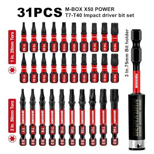 Geinxurn AMT7T40-031 30 Pieces (T7-T40) Impact Screwdriver Bit Set thumb #1