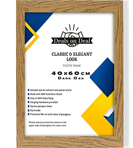 DEALS ON DEAL 40x60CM Large Solid Eton jigsaw puzzle Wooden Photo Picture Certificate Posters Frame Wood Wall Frames Clear plexiglass Ideal Home/Office(40x60CM (15.7 x 23.6), DARK OAK)
