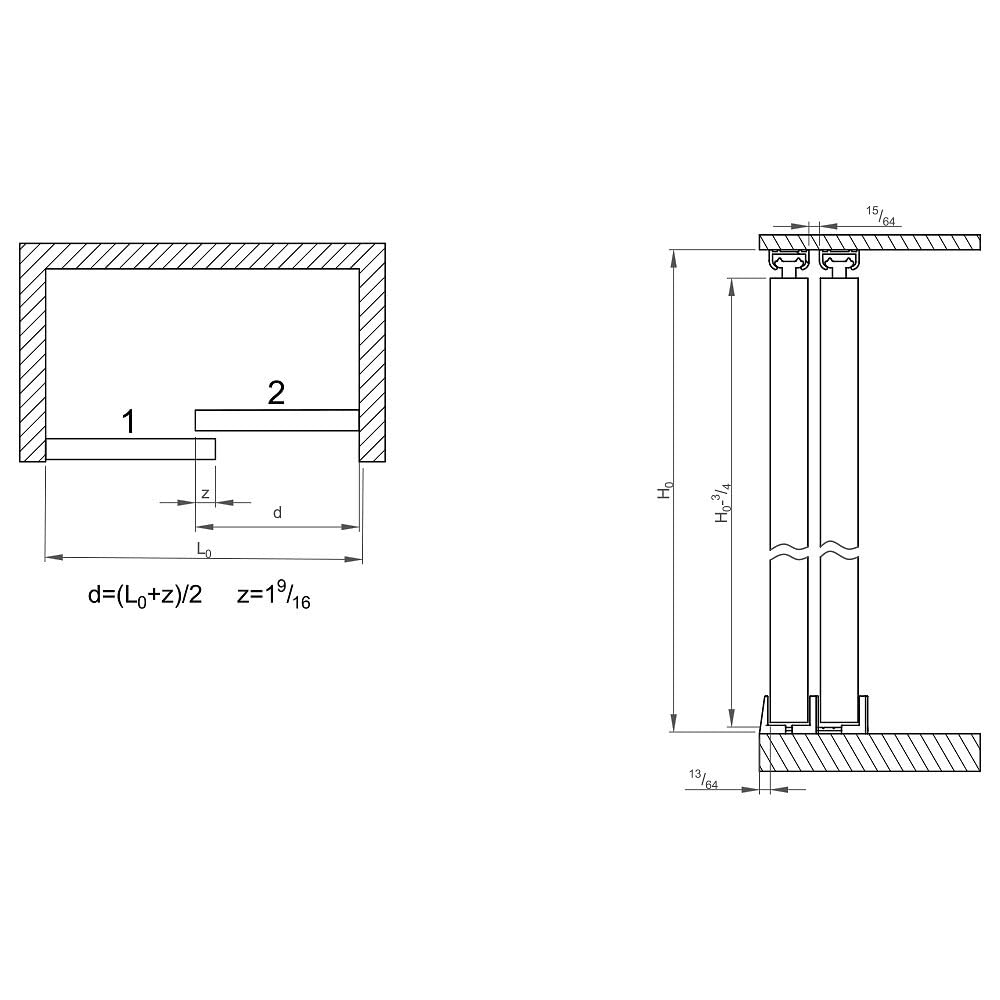 Système coulissant SLID'UP 100 pour 2 portes de placard - rail 1,8 m - 9 kg
