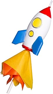 Spaceman Birthday Candle Outer Space Theme Rocket Candle for Birthday Party Childrens Day Baby Shower (Rocket)