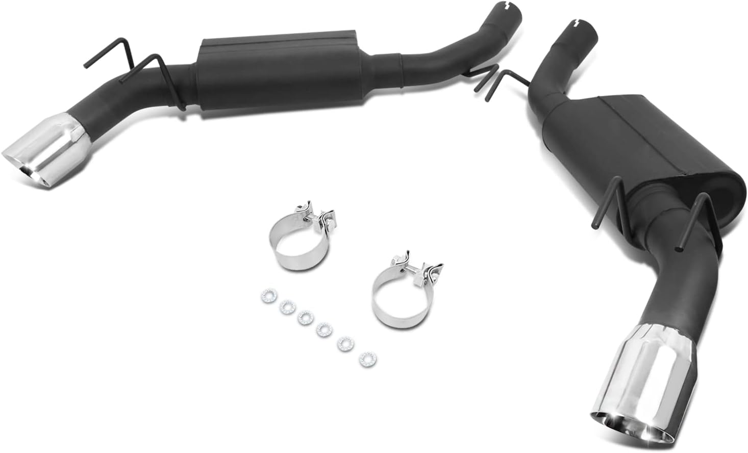 DNA MOTORING CBE-UR-006 4 Inches Oval Style Muffler Axle-Back Exhaust Systems Compatible with 2010-2015 Chevy Camaro 6.2L