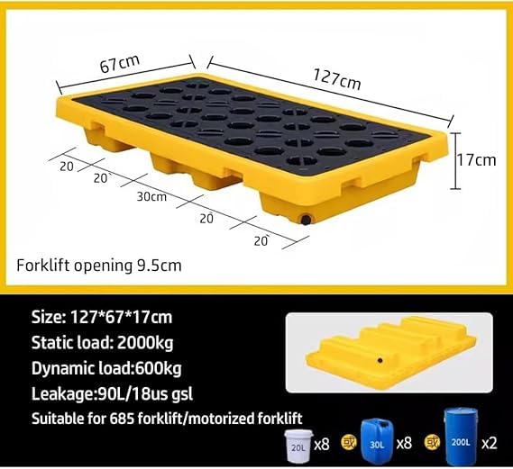 Étagères murales pour garage et entrepôt industriel modulaires pour la rétention des déversements de palettes. Plateau de rétention modulaire pour palettes - Solution de rétention des liquid