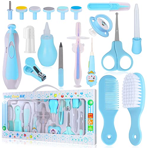 Kit Bebe Recien Nacido Higiene, MKNZOME 19 piezas Set Cuidado Bebe Recien Nacido con Estuche de Transporte Kit de Aseo para Bebés Regalo para Recién Nacidos Niños Pequeños