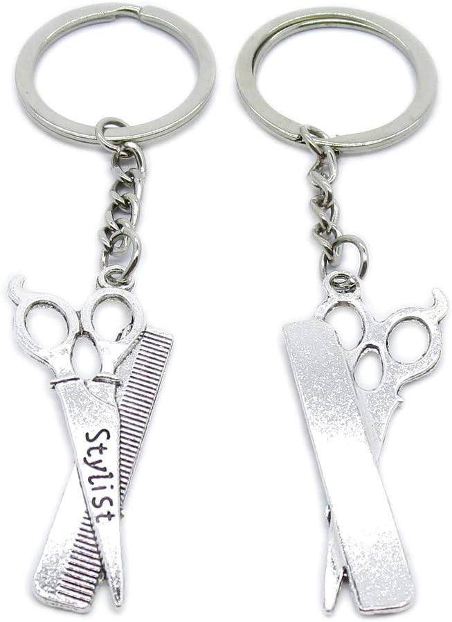 50 Pieces Keyring Keychain Wholesale Suppliers Jewelry Clasps YK1151 Comb Scissors Haircut