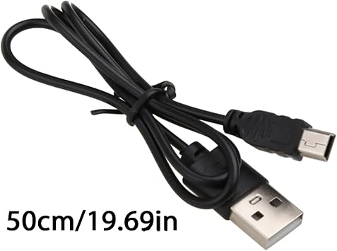 200mm Portable Black USB 2.0 Short Male to 5 Pin Data Cable Cord Adapter Charger Power Cable Extension Cord USB Converter Adapter Connector Charger Lead Sync Fast Transfer Nylon Braided