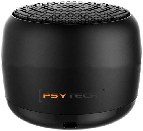 PSYTECH Mini Boost 2 Portable & Smallest Wireless Speakers with Built-in Mic and Selfie Remote Control, Low Harmonic Distortion for Home/Outdoor/Travel, Rechargeable, Compatible with iPhone, Samsung(black)