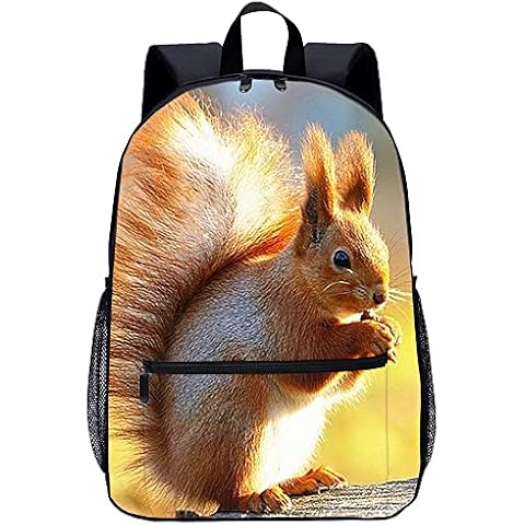 Adult children's backpack squirrel Children's backpack Casual backpack school travel bag men's and women's 3D printed backpack Cover