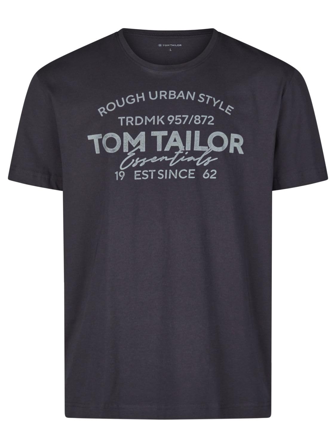 TOM TAILOR Maglietta da Uomo, a Maniche Corte, con Scollo Rotondo, vestibilità Normale, 100% Cotone, Nero, Bianco, Verde, Rosso, Blu, Grigio