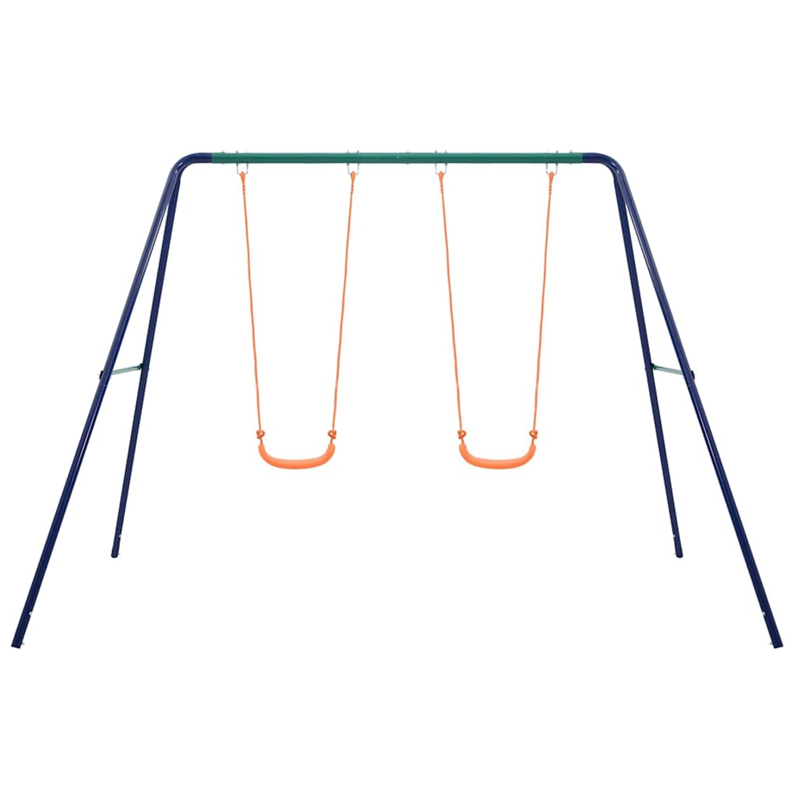 Gecheer Altalena per Bambini, Struttura in Acciaio con Sedili in Plastica Ergonomici, 272 x 156 x 180 cm, Blu Verde Arancione, per Esterno, età 3-10 Anni