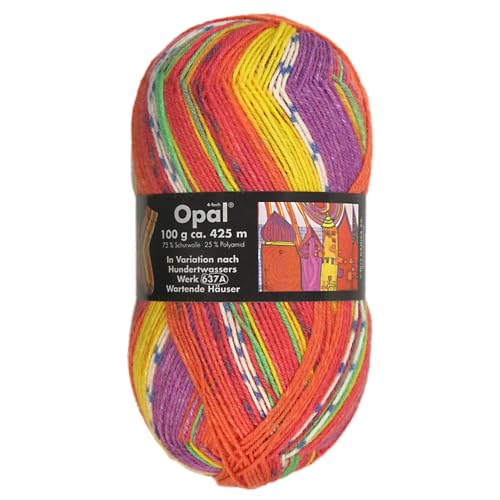 Frida's Wollhaus Opal 100 g Hundertwasser Sockenwolle 4-fach Strümpfe Socken Stricken 24 Farben (1434 | Wartende Häuser)