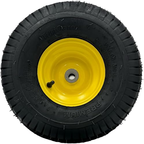 Neumático y llanta de cortacésped de 15x6.00-6 - Se adapta a eje de 3/4 pulgadas, cubo de 3 pulgadas