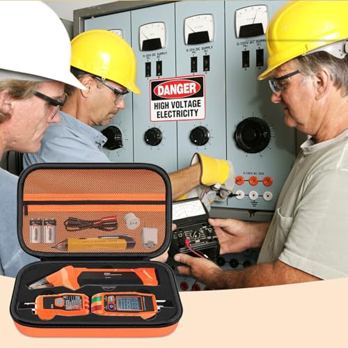 Image of Hard Case for Klein Tools ET310 AC Circuit Breaker Finder Electric Tester & 80016 Tool Kit & RT250 GFCI Outlet Tester and Accessories Electrical Tools Storage Organizer Bag, Orange(Case Only)