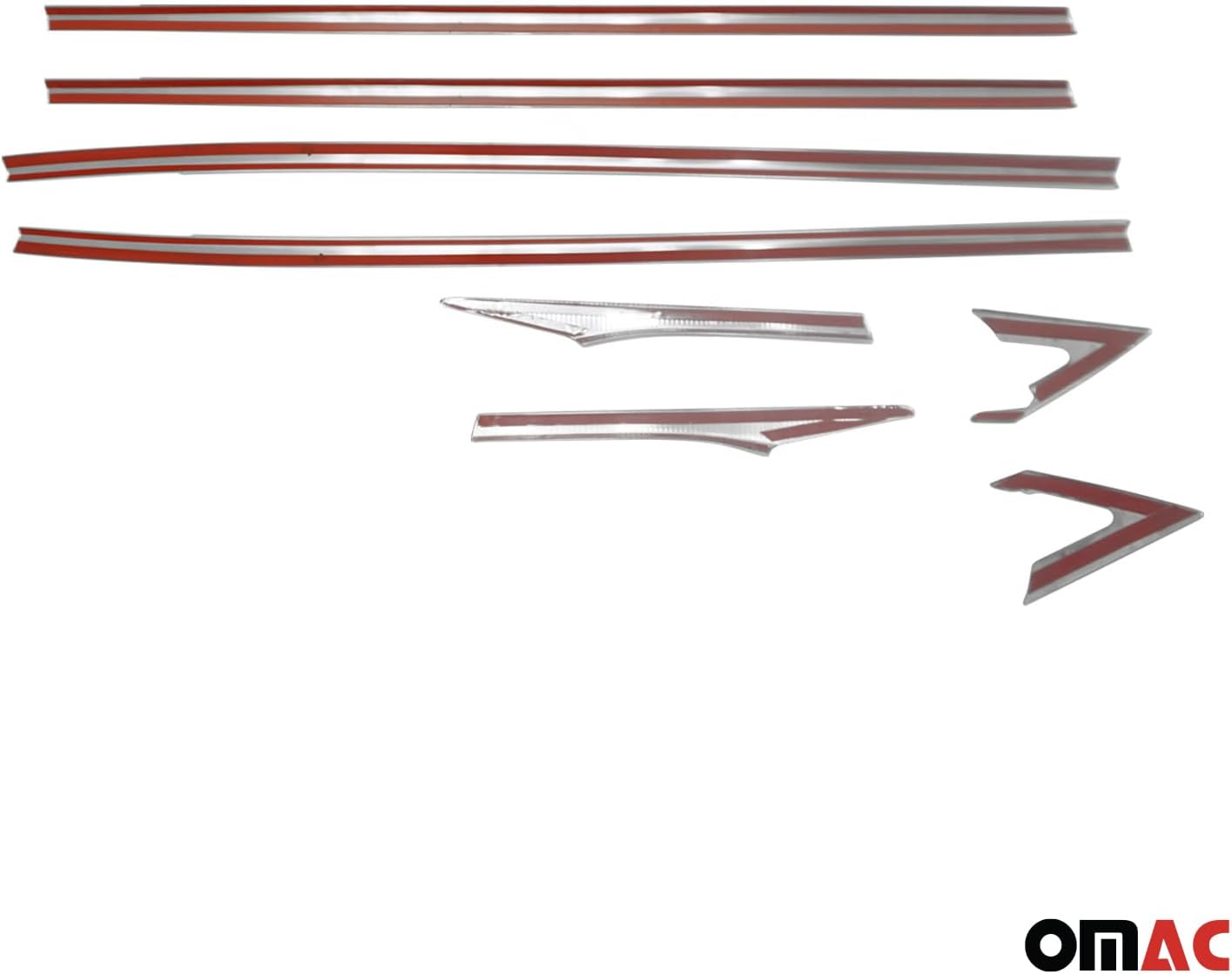 OMAC Window Molding Trim Streamer for Honda Civic 2016-21 Sedan Stainless Steel 8 Pcs