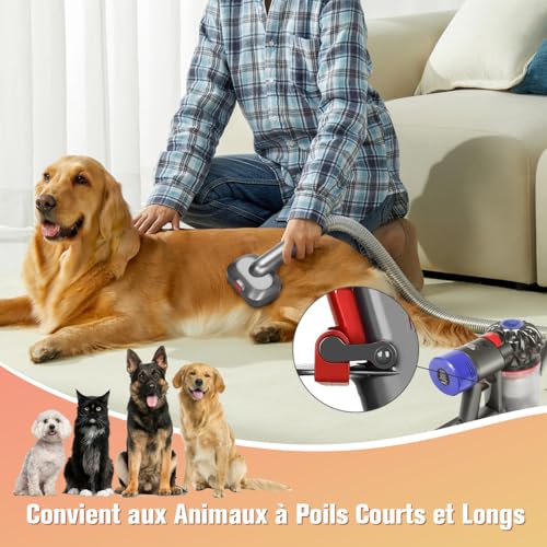 MOPEI Brosse Aspirateur pour Chiens 2 en 1 Compatible avec Dyson Gen5 V15 V12 V11 V8 V7, idéale pour éliminer les poils lâches, les squames, le sous-poil et les nœuds – vue 7