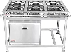 Fogão Industrial 6 Bocas 30x30 P5 em Aço Inox com Forno