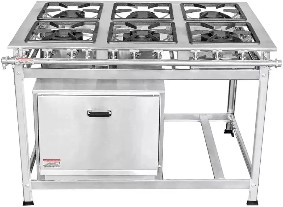 Fogão Industrial 6 Bocas 30x30 P5 em Aço Inox com Forno