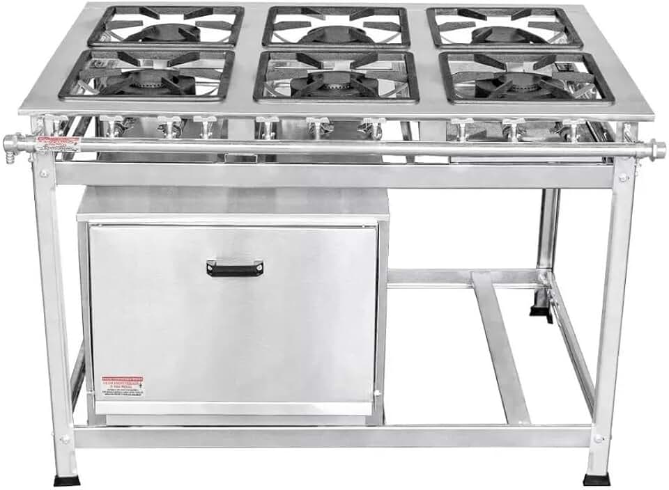 Fogão Industrial 6 Bocas 30x30 P5 em Aço Inox com Forno