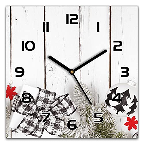 Horloge murale cuisine Noël en verre sécurisé pour réveillon convivial