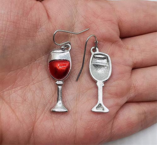 Unique Chic Handmade Stainless Steel Red Wine Glass Dangle Drop Earrings for Women Girls Statement Jewelry Gifts4