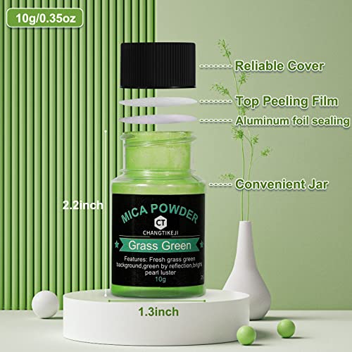 CHANGTIKEJI Mica Powder,36 Colors - 10g/Bottle of Natural Pigment Powder for Epoxy Resin,Soap Making,Candle Making,Lip Gloss,Car Freshies,Dye,Nail Polish,Bath Bombs