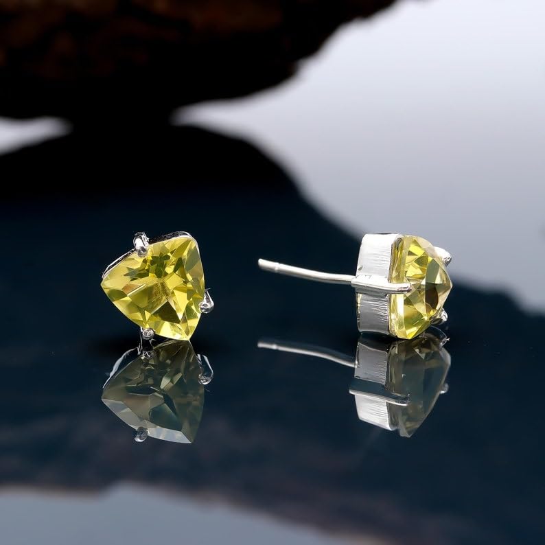 Puces d'oreilles quartz citron naturel d'exception et argent 925 - 3