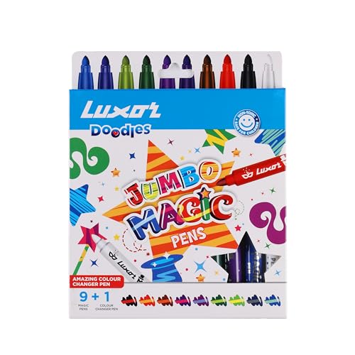 Luxor Doodles Jumbo Magic Pens, 9 Magic Pens + 1 Colour Changer Pen, Vibrant Shades